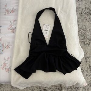 Zara Elegant Black Halter Top